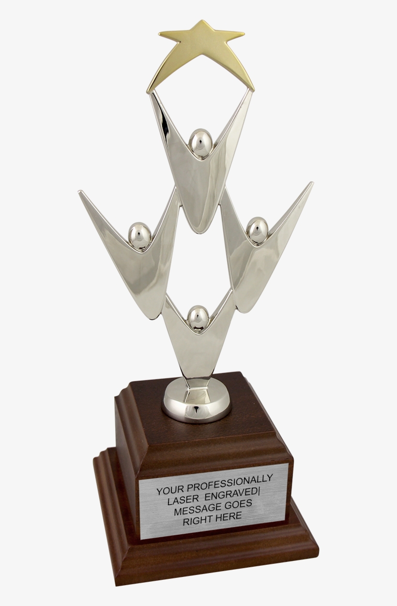 Gold & Silver Team Victory Trophy On Wood Veneer Base - Trophy, transparent png