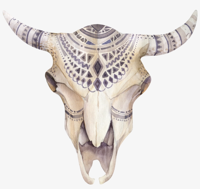 Boho Animal Skull Png - Cow Skull With Flower Crown, transparent png