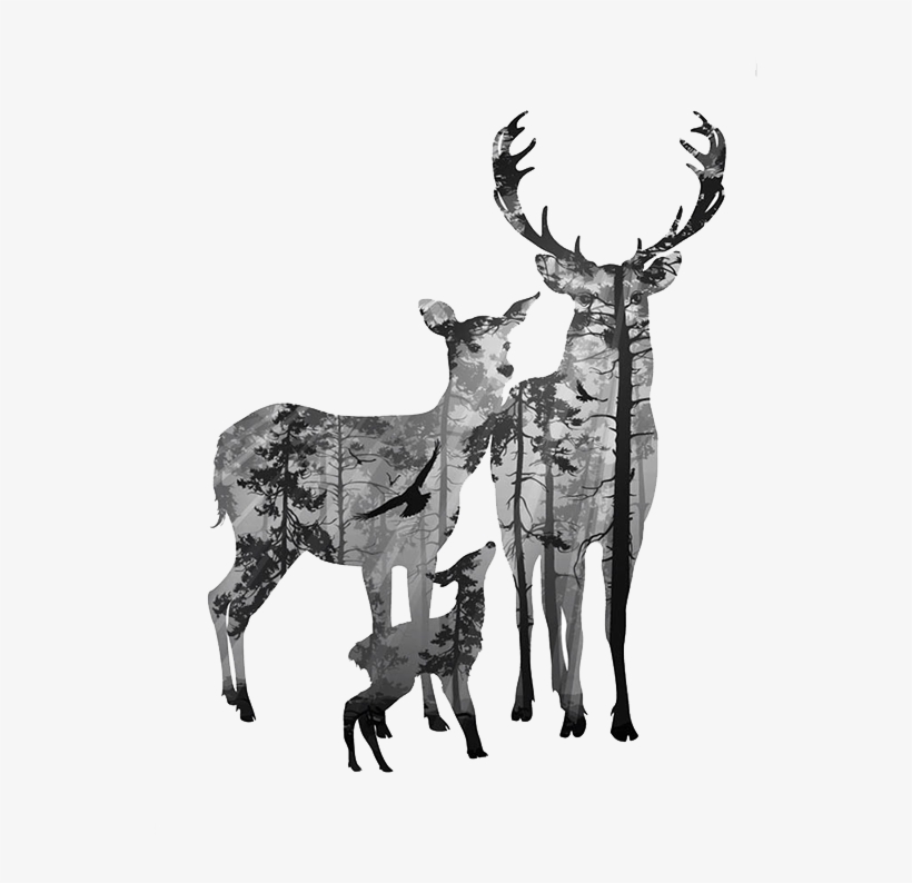 Deer Canvas Clip Art Elk Transprent Png - Forest Silhouette Deer, transparent png