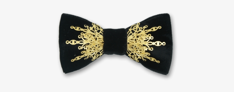 Gothic In Black Velvet Gold Bow Tie - Unique Bow Ties, transparent png