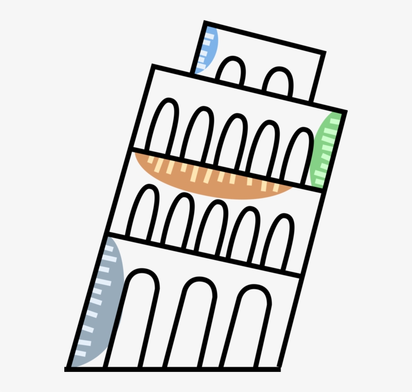 Vector Illustration Of Leaning Tower Of Pisa Campanile - Пизанская Башня Клипарт, transparent png
