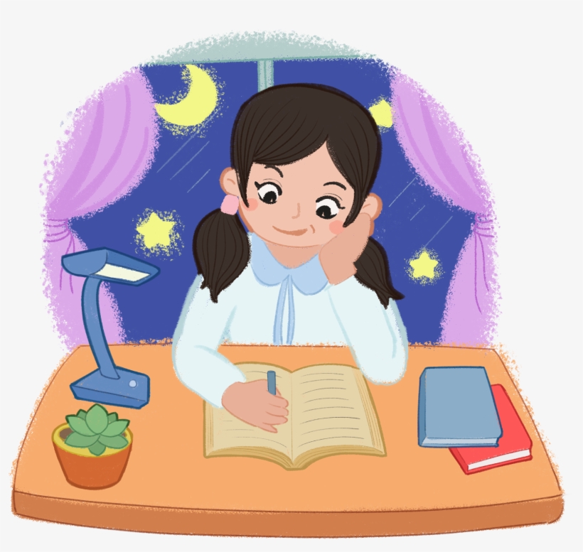 Illustration Review Exam Girl Png And Psd - Cartoon, transparent png