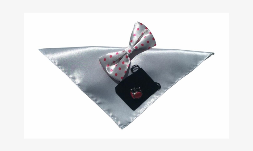Mens Bow Tie Handkerchief And Cufflinks Set In White - Formal Wear, transparent png