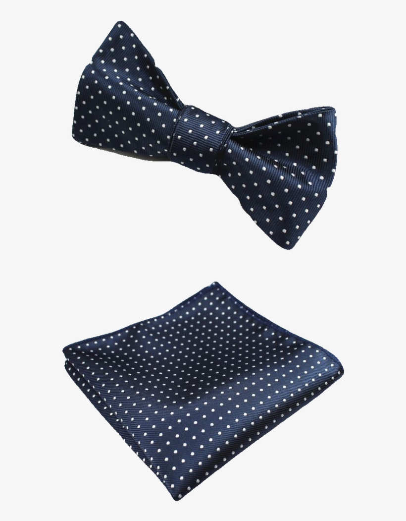 Blue And White Polka Dot Bow Tie And Pocket Square - Polka Dot, transparent png