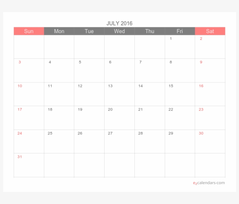 2016 Monthly Calendar Printable - Number, transparent png