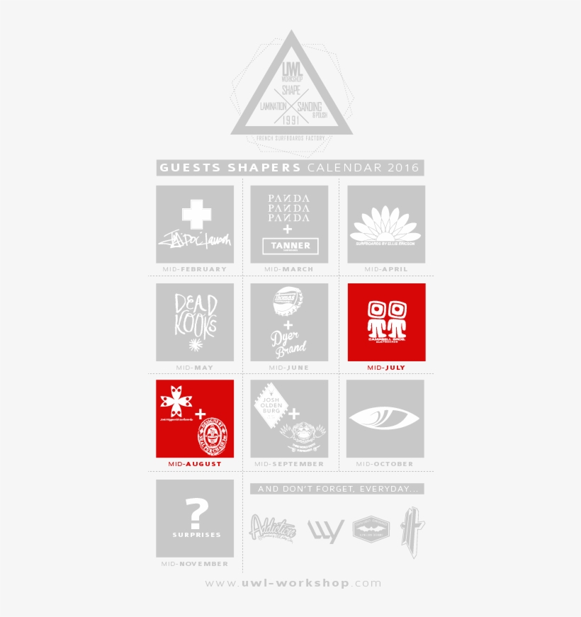 Posted On 27 June 2016 Full Size - Uwl Calendrier Des Shapers 2016, transparent png