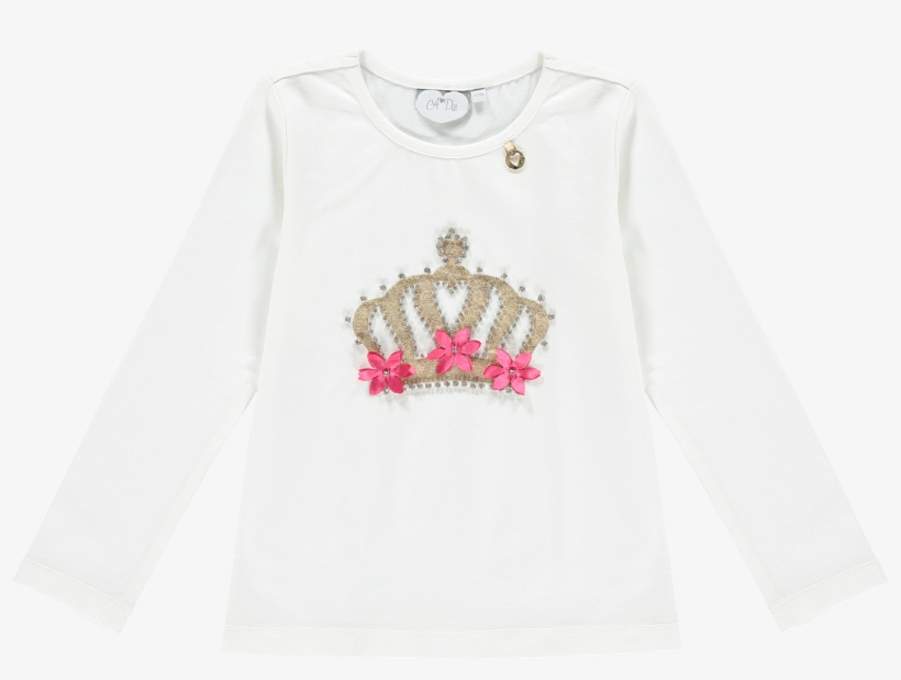 Aw18 A*dee Girls Terry White Princess Tiara Top - Long-sleeved T-shirt, transparent png