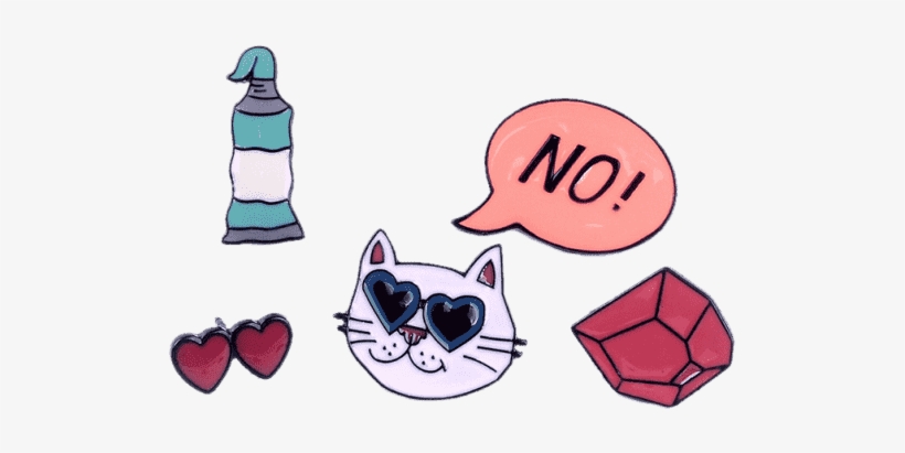 Funny Cat Heart No Brooch Set - Diy Значки Тамблер Кактус, transparent png