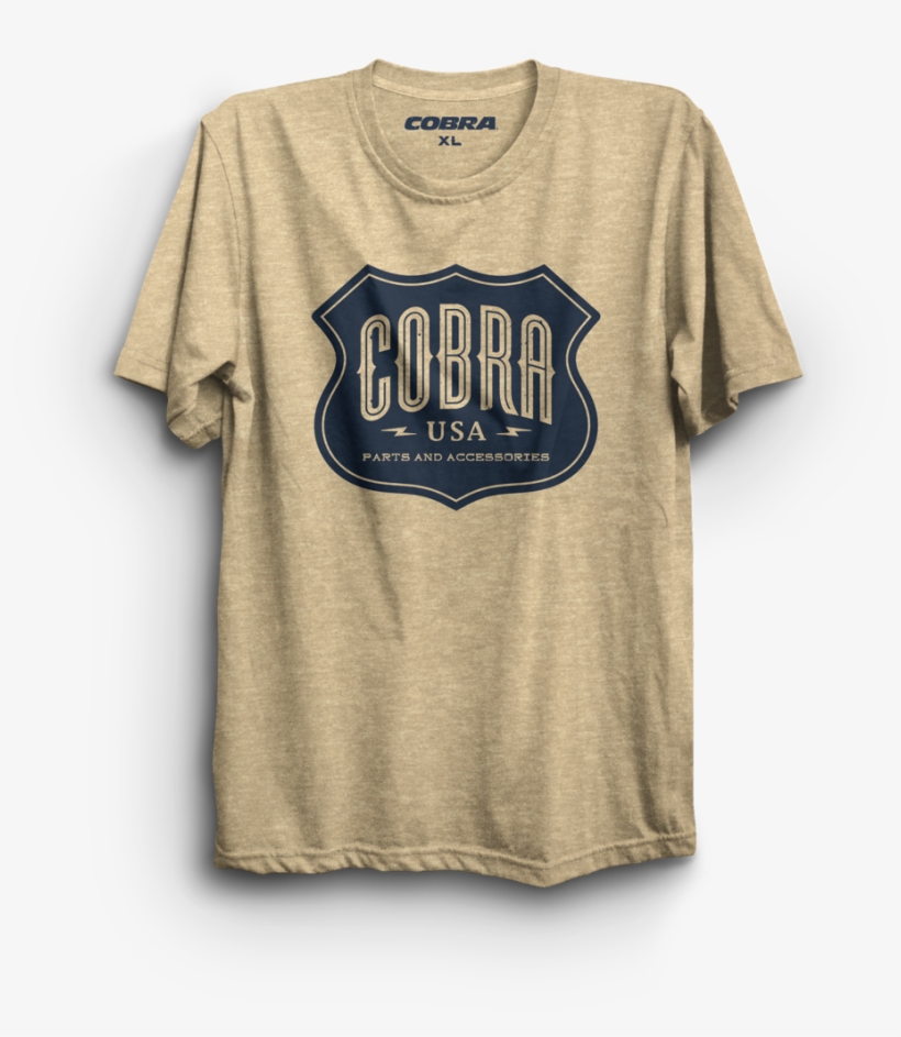 Cobra Tshirt Mockup Badge Logo Heather Tan V2, transparent png