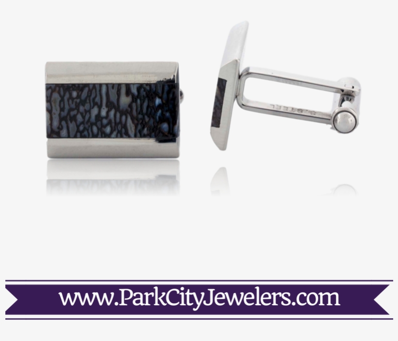 Stainless Steel Dino Bone Inlay Cuff Links - Gold Ring Colour Stone, transparent png