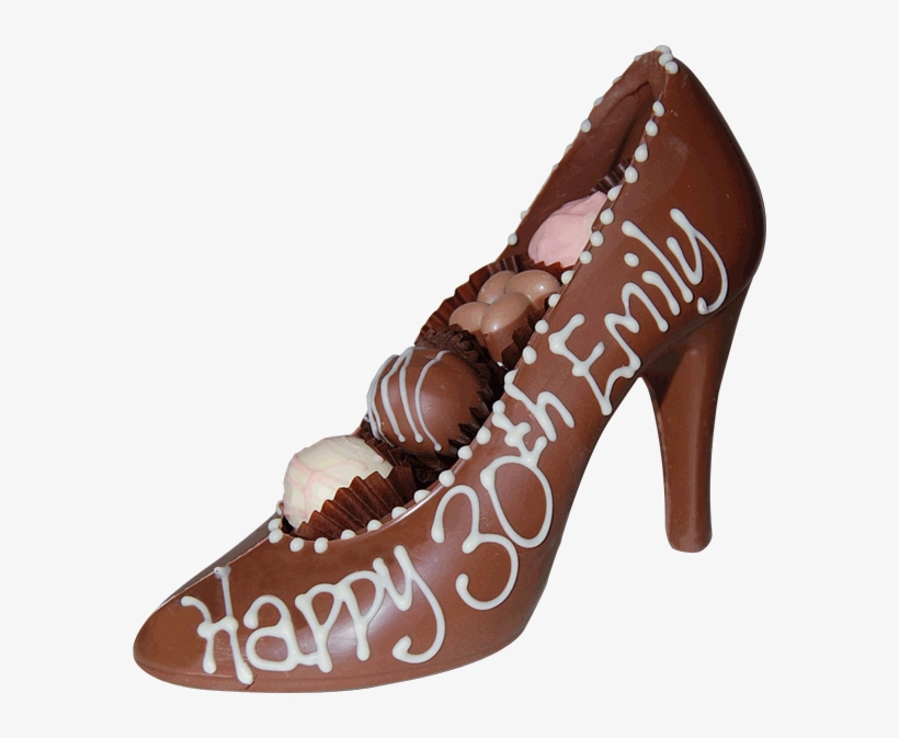 Chocolate Shoe With Birthday Gift Message And Four - Personalised Chocolate Shoe Uk, transparent png
