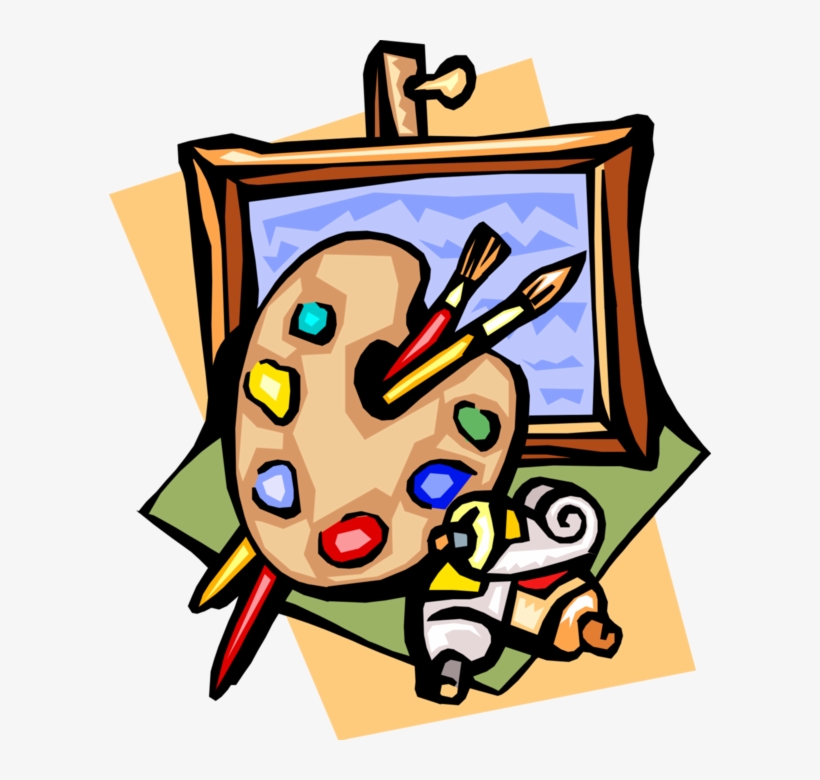 Vector Illustration Of Fine Arts With Palette And Canvas, transparent png