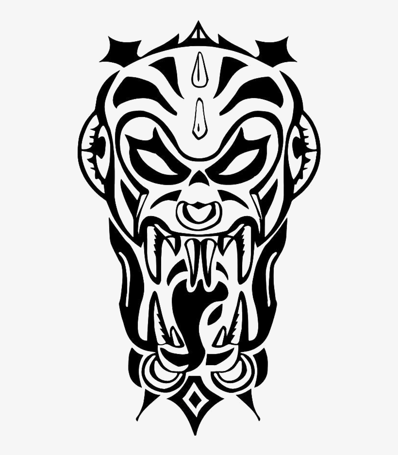 Tribal Demond Large Vampire Black Zombie Temporary - Tribal Zombie Tattoo, transparent png