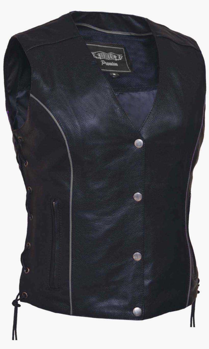 Ladies Motorcycle Leather Vest W/ Wings Detailing - Vest, transparent png