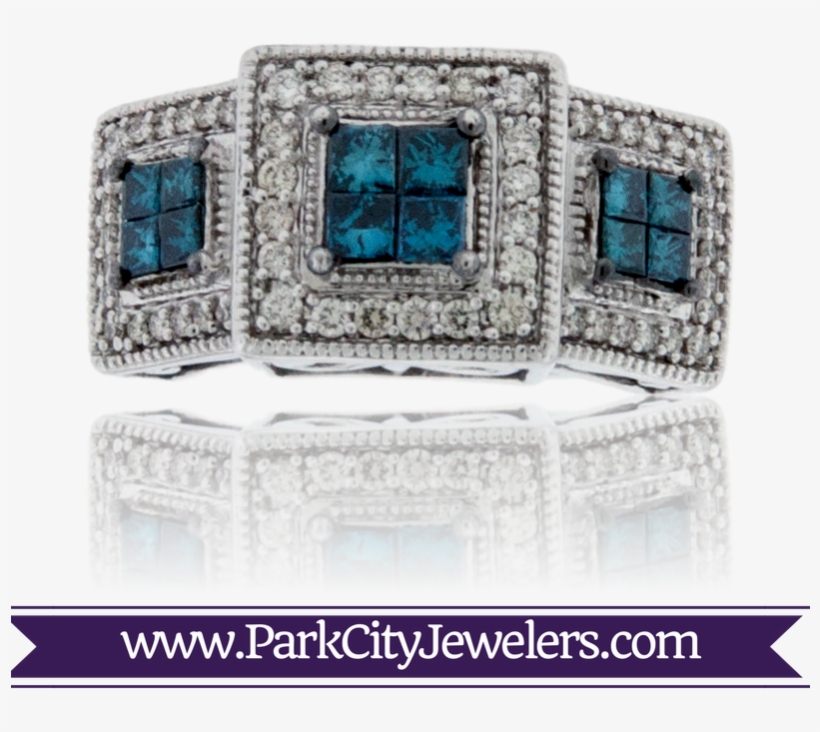 Blue Diamond Princess Cut Ring - Engagement Ring Colored Stone Gold, transparent png