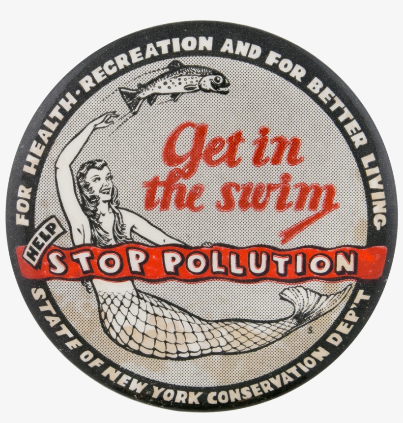 Get In The Swim Stop Pollution Cause Button Museum - Emblem, transparent png