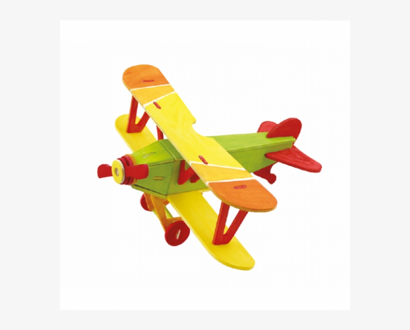 3d Biplane Natural, 4 Colors And Brush - Rompecabezas De Ensamble, transparent png