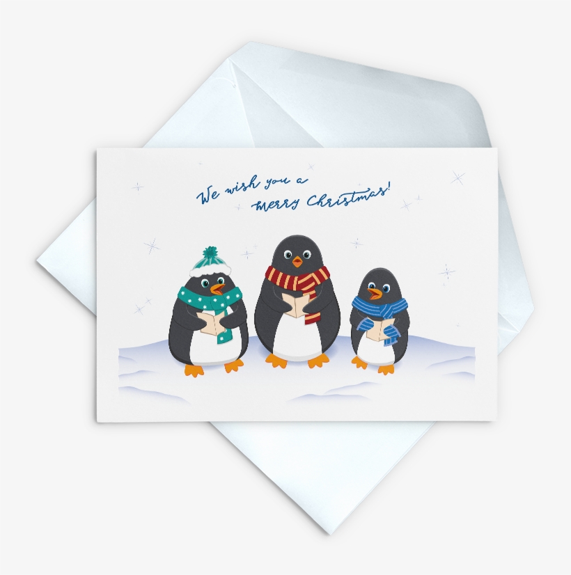We Wish You A Merry Christmas Penguin Choir Card - Penguin, transparent png