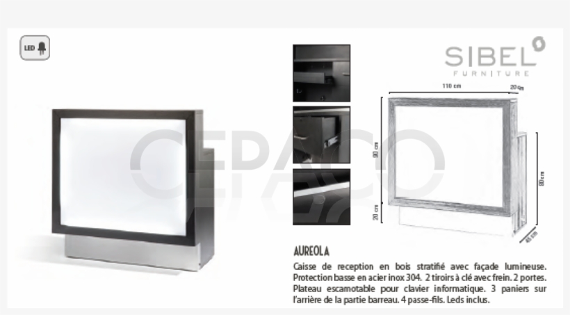 Aureola Caisse De Reception En Bois Stratifié Avec - Flat Panel Display, transparent png