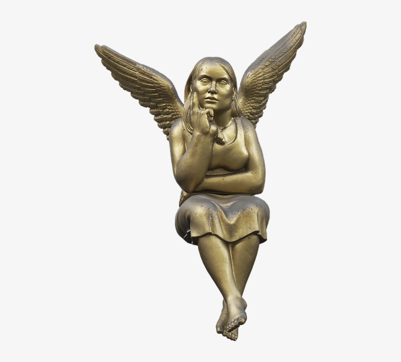 Angel, Bronze Statue, Sitting, Bronze, Figure - Angel Sculpture Sitting, transparent png