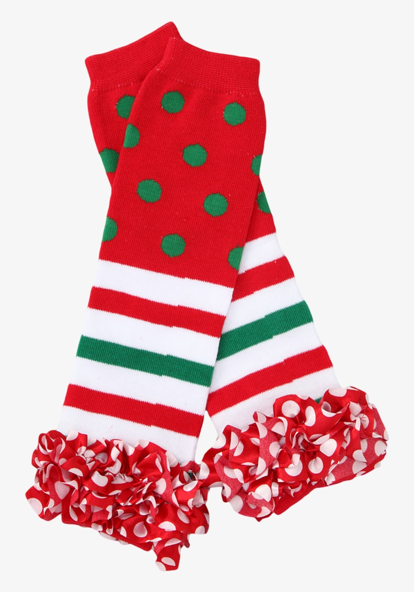 Red & Green Dot Christmas Ruffle Leg Warmers, transparent png