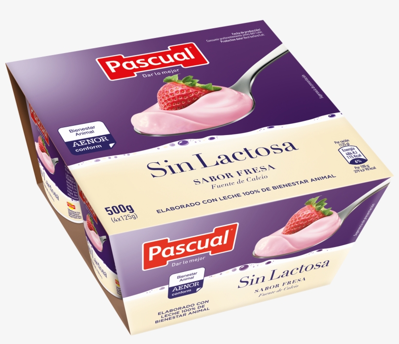 Yogur De Fresa Sin Lactosa Pascual - Yogurt, transparent png