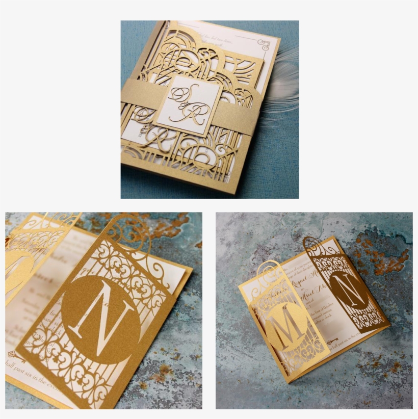 Golden Gate Art Deco Laser Cut Wedding Invitation Available - Book Cover, transparent png