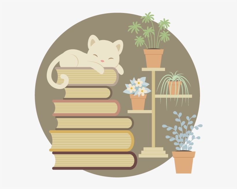 How To Create A Sleeping Cat On A Pile Of Books And - Cat Sleeping On Books Vector, transparent png
