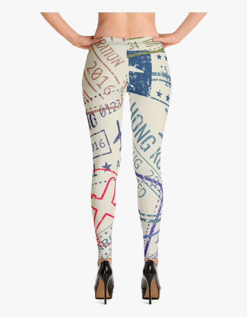 Passport Stamps Leggings - Leggings, transparent png