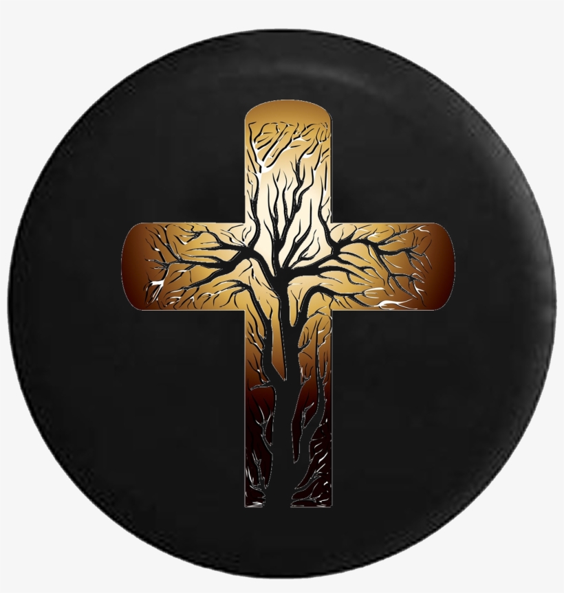 Golden Cross Tree Of Life Christian Jeep Camper Spare - Cross, transparent png