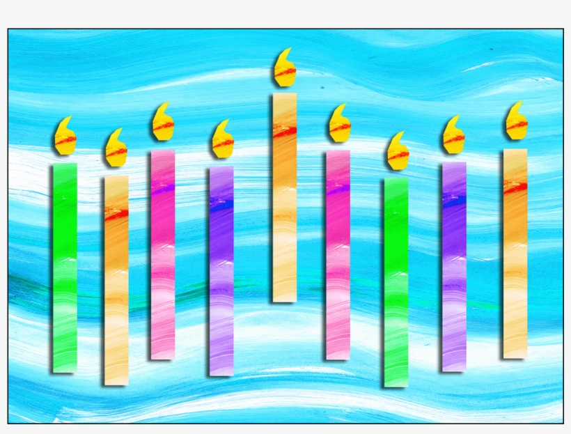 Hanukkah Card Hc-08 Menorah Paint Streaks - Picket Fence, transparent png