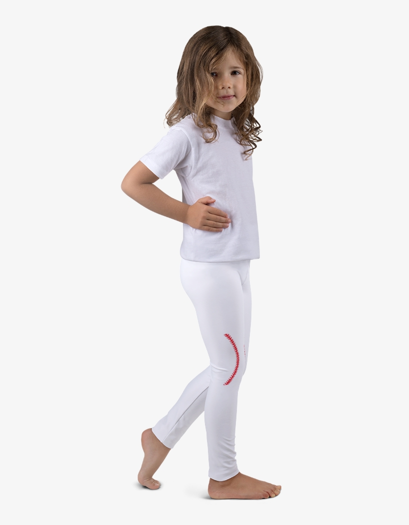 Baseball Slugger Knee Patch Lil Girls Kids Leggings - Little Girl In Leggings, transparent png
