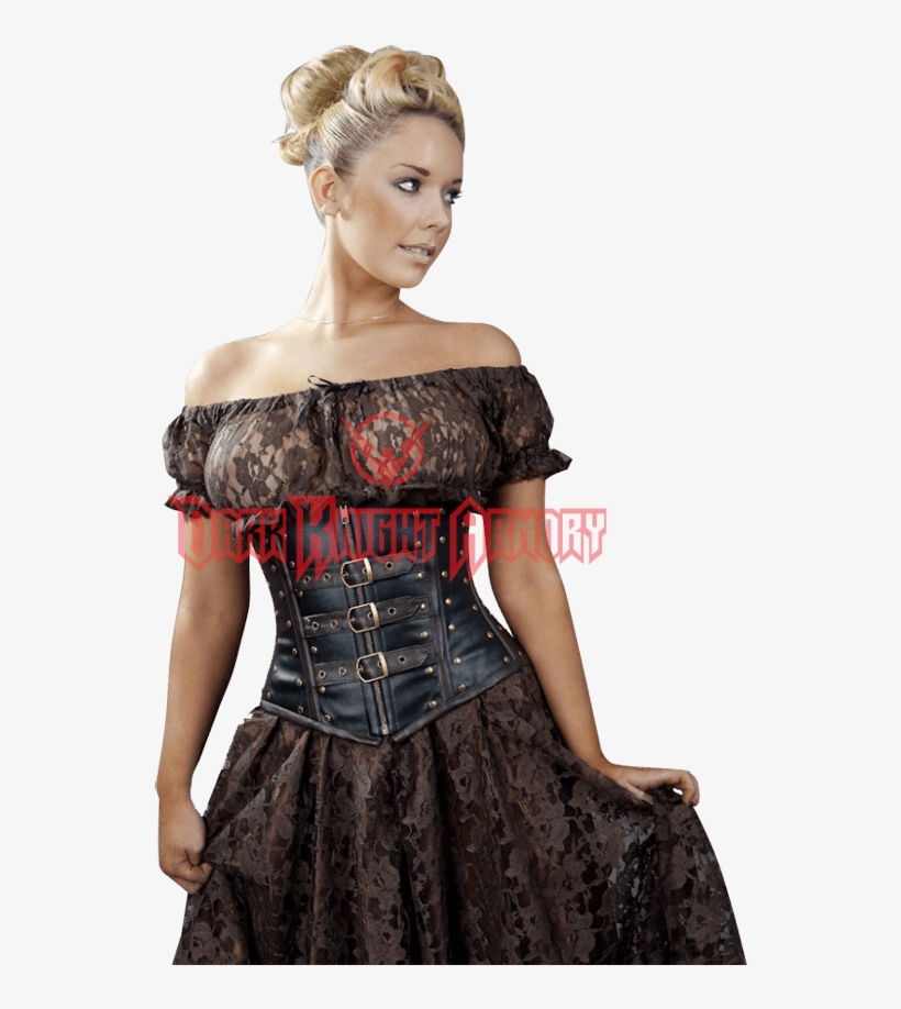 Biker Underbust Corset With Studs In Black, transparent png