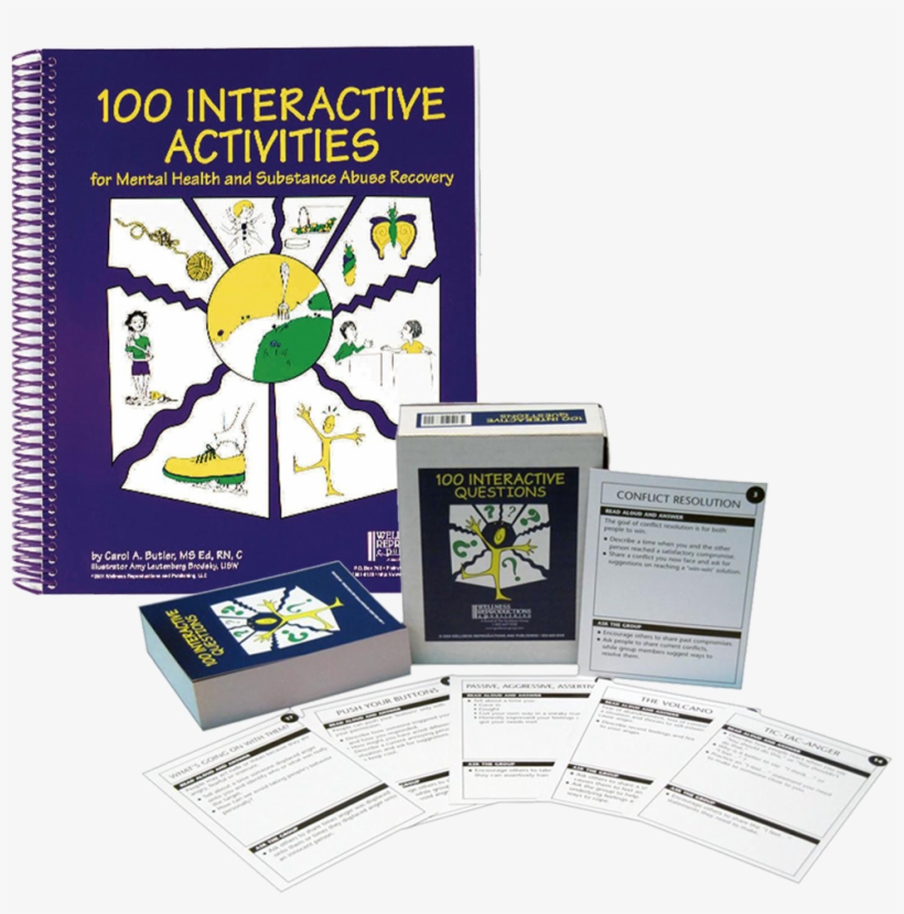100 Interactive Activities Book And Cards Set - 100 Interactive Activities For Mental Health And Substance, transparent png