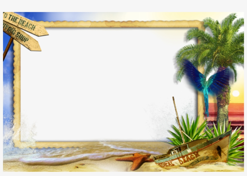 Clip Black And White Stock - Beach Photo Frame Png, transparent png