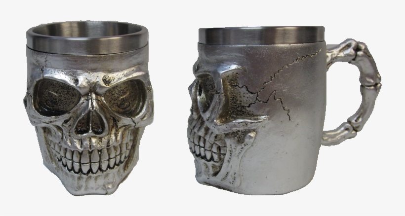 Skull Cup Mug Silver Fantasy - Skull, transparent png