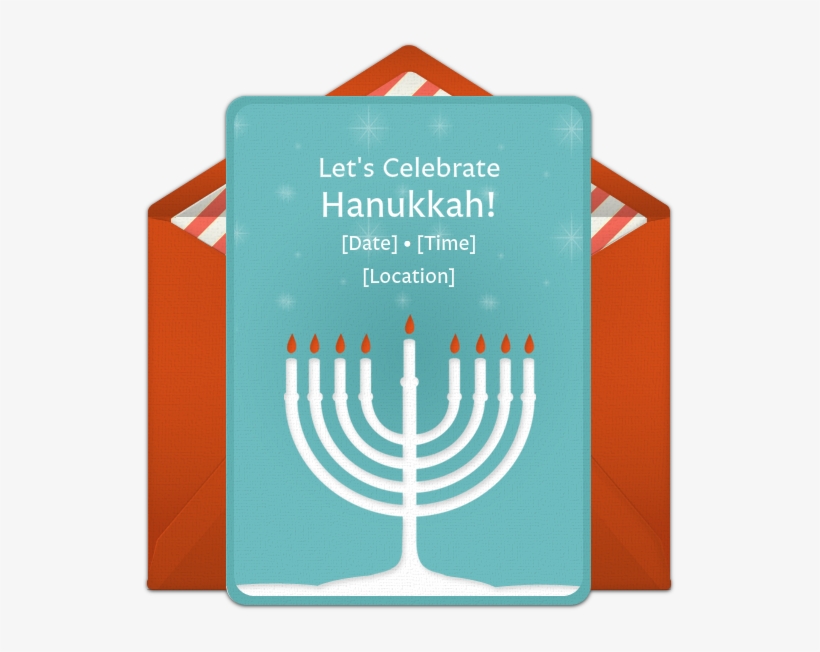 Free Hanukkah Invitation With A Beautiful Menorah Design - Greeting Card, transparent png
