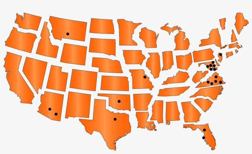 Service Areas Black Dots 08 27 - Usa Map, transparent png