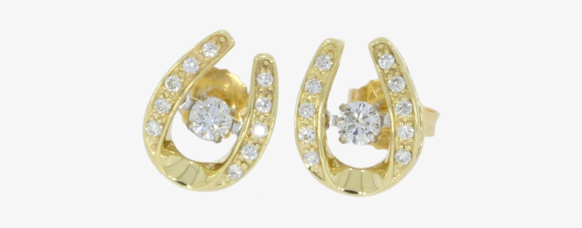 9ct Yellow Gold Floating Diamond Set Horse Shoe Earrings - Earrings, transparent png