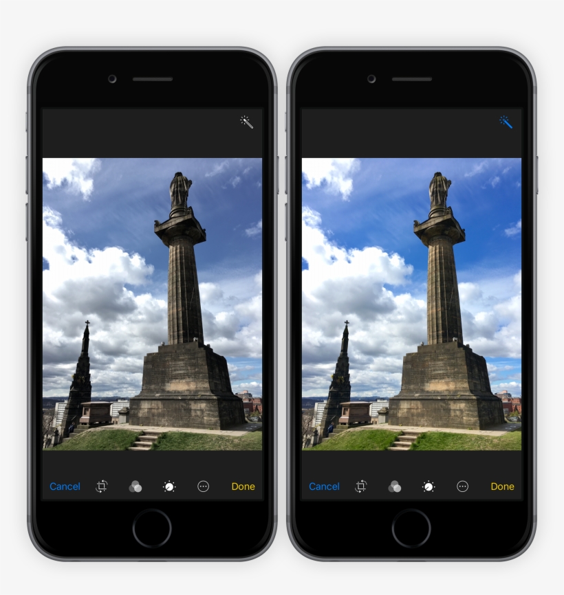 First, There's The Auto-enhance Option, Which Automatically - Iphone, transparent png