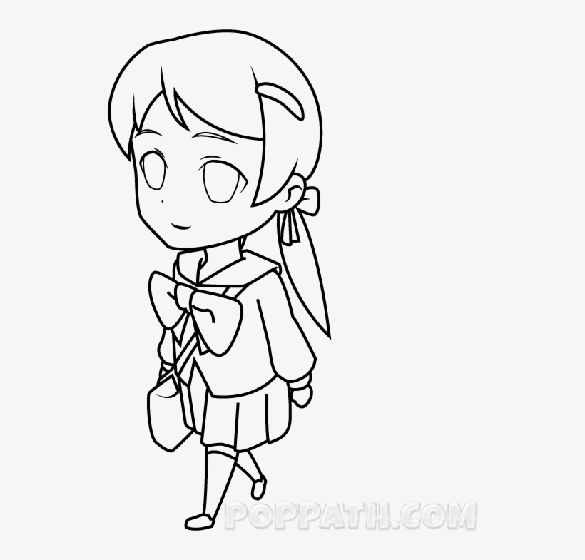 Erase Any Guidelines And Our School Girl Is Ready For - Line Art, transparent png