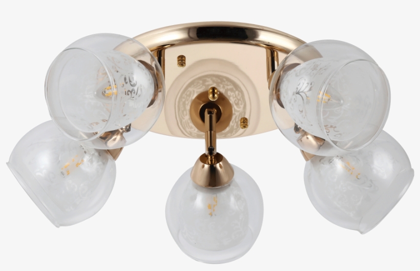 Lustra Ezreal Auriu 5xe27 60w - Ceiling Fixture, transparent png