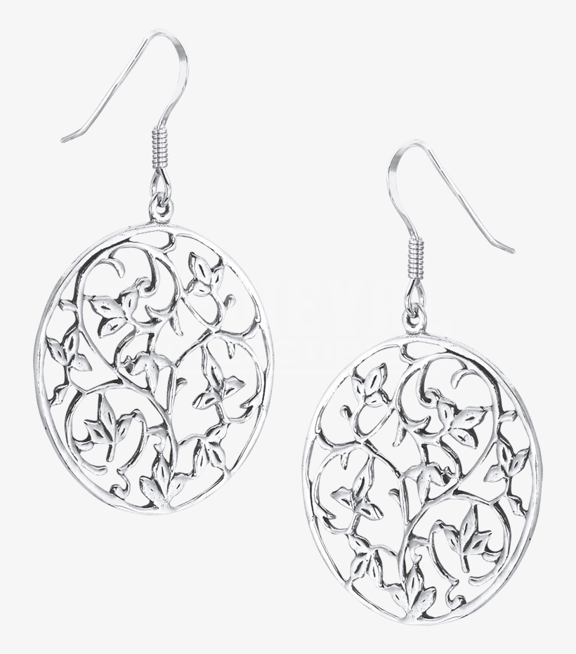 Sterling Silver Curling Vine Earrings - Earrings, transparent png