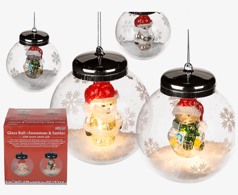 New Glass Globe Snowman & Santa Christmas Tree Decorations - Snowman, transparent png