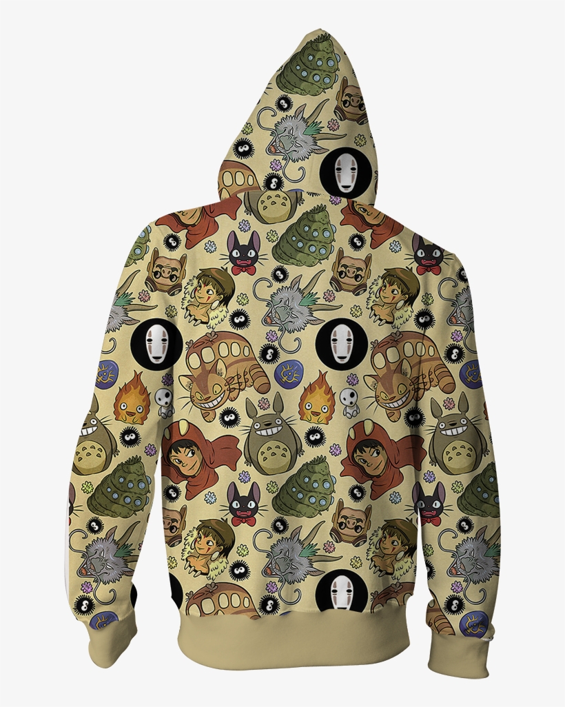 Ghibli Studio Spirited Away Characters Seamless Zip - Hoodie, transparent png