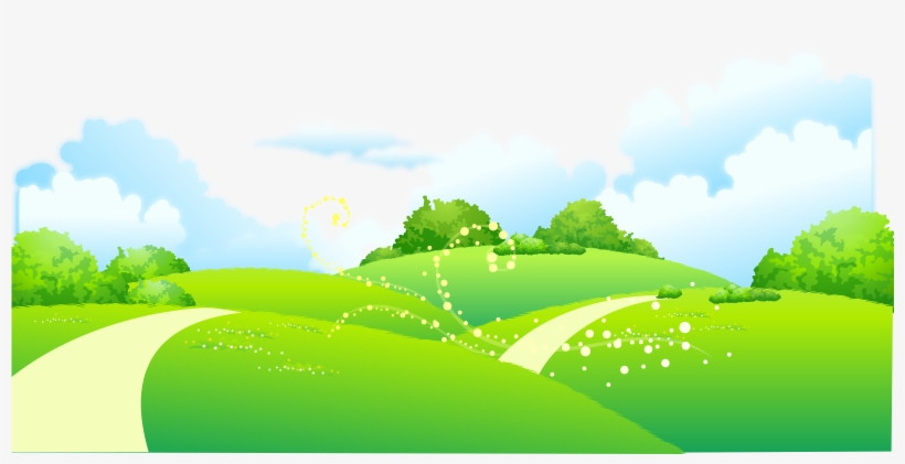 On Meadow Painted Of Trees Illustration Cartoon Clipart - Cartoon Meadow Png, transparent png
