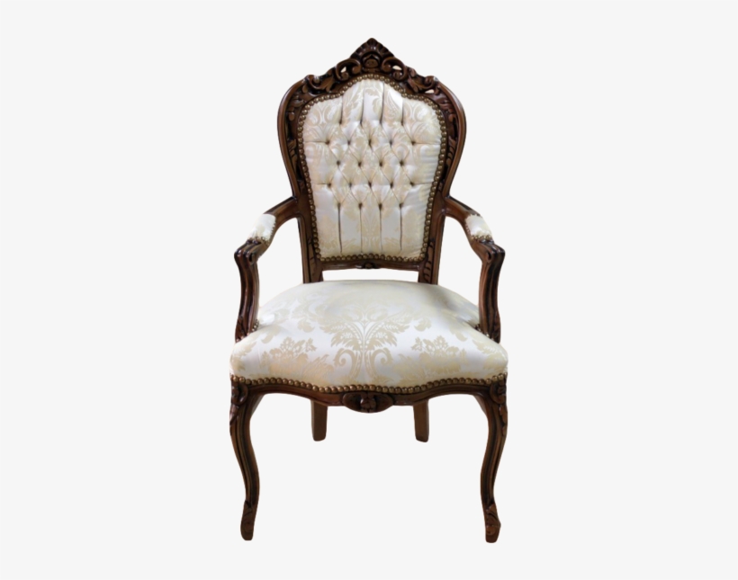 Dining Armchair Brown Frame, Biege Royal Flowers - Chair, transparent png