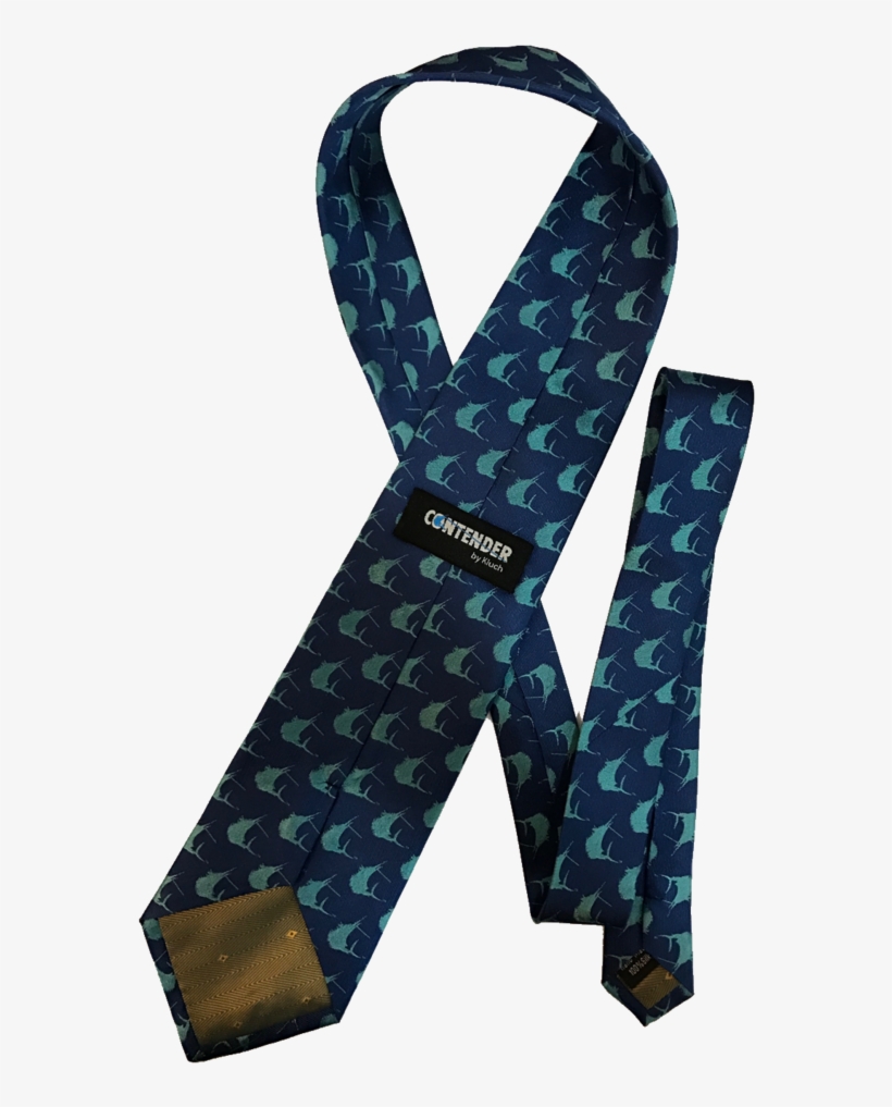 Contender Navy W/ Teal Sailfish Icon Silk Woven Neck - Motif, transparent png