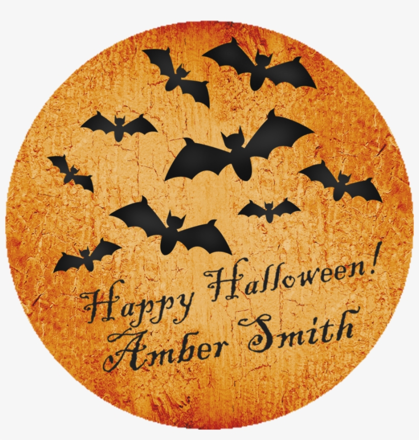 Bat Moon Happy Halloween Stickers Or Favor Tags - Circle, transparent png