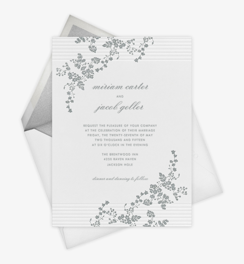 Pinterest - Floral Silver Hand Drawn Pattern Wedding Card Designs, transparent png
